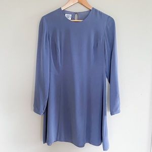 Laura Ashley Vintage Blue Silk Long Sleeve Dress